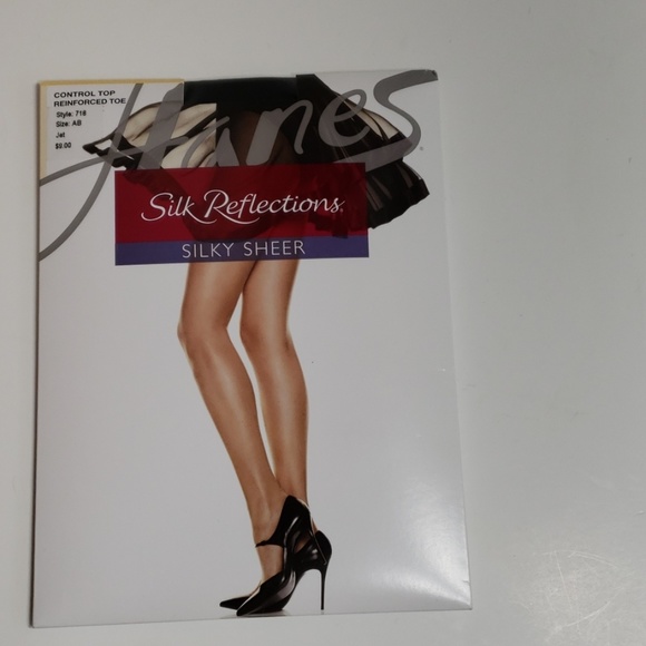 Hanes control top silky sheer black hosiery  AB - Picture 2 of 4